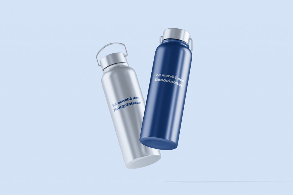 Photo de notre duo de gourdes bleu marine et bleu clair